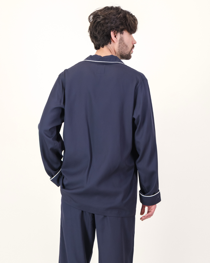 Mens Long Pyjamas - Tencel - Navy