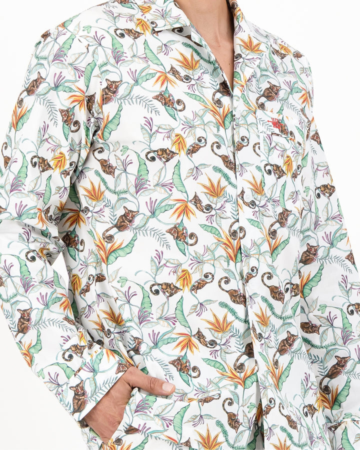 Mens Long Pyjamas - Nag Apies on White