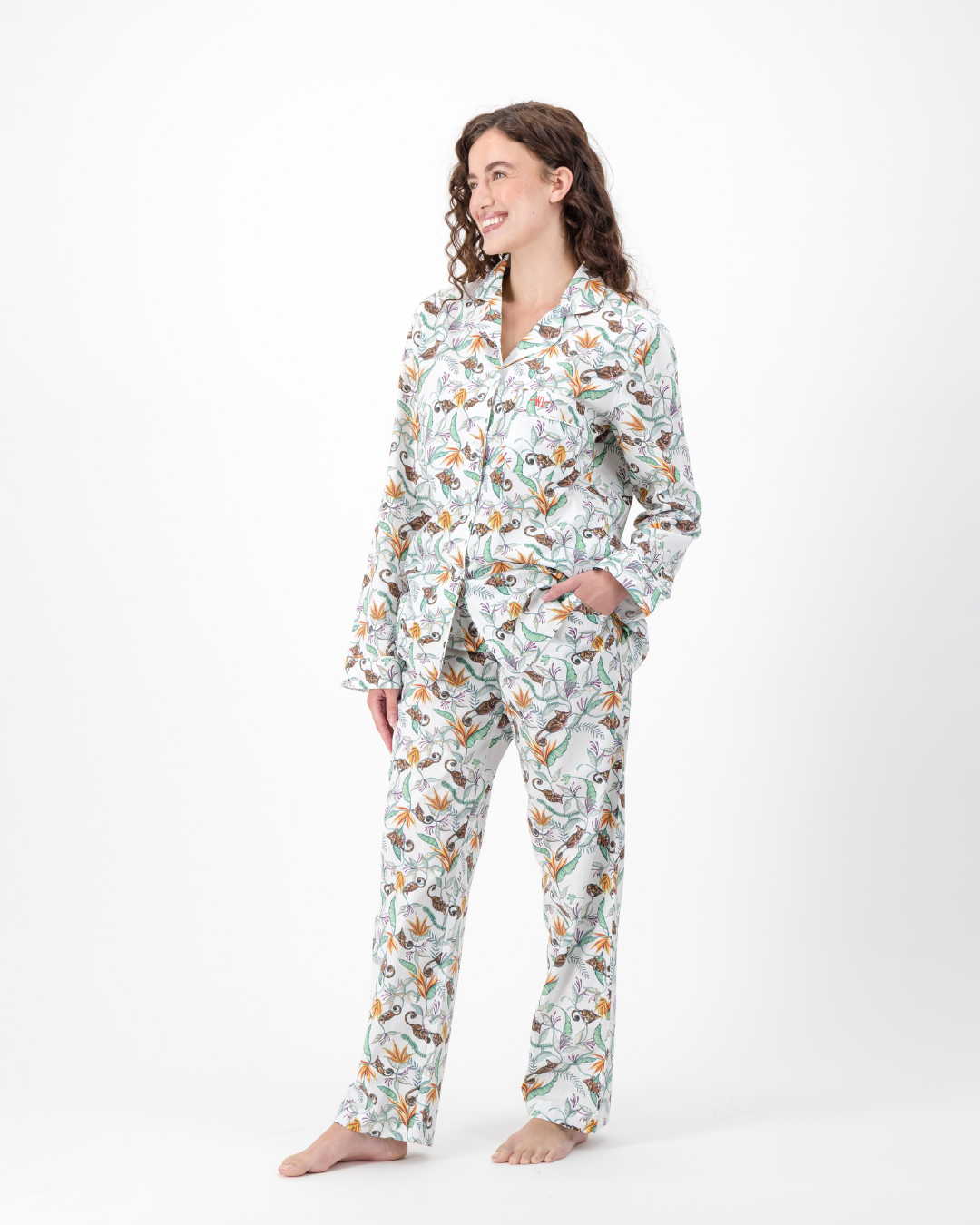 Womens Long Pyjamas - Nag Apies on White