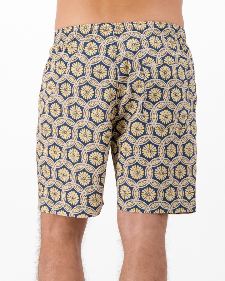 Mens Lounge Shorts - Geo Floral on Navy