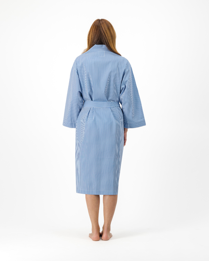 Adults Kimono - Blue Stripes on White