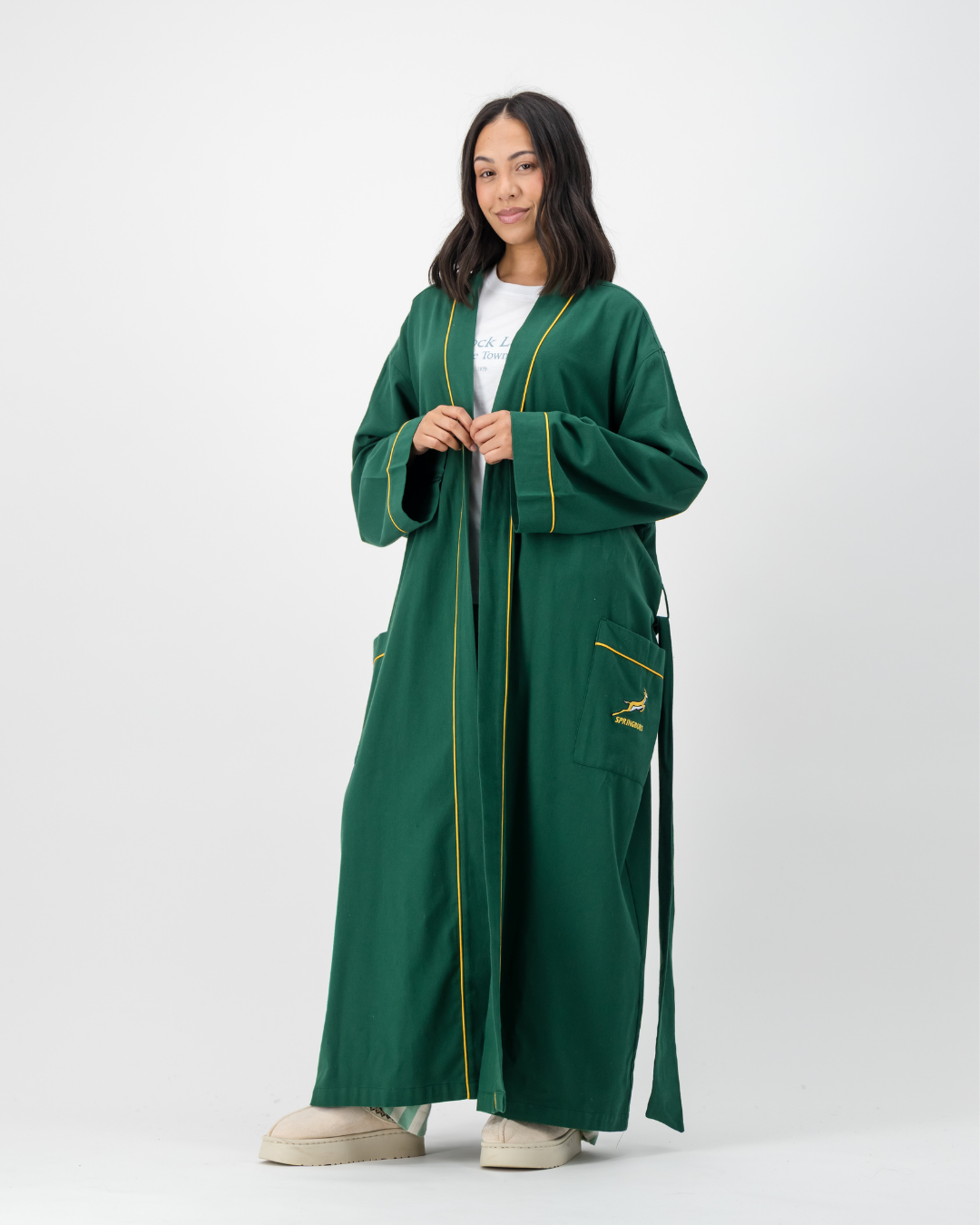 Womens Kimono - Springboks on Green