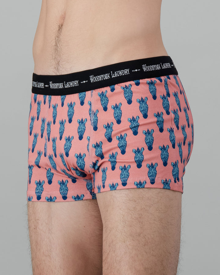 Mens Boxer Briefs - Turquoise Zebra Heads on Pink Side - Woodstock Laundry