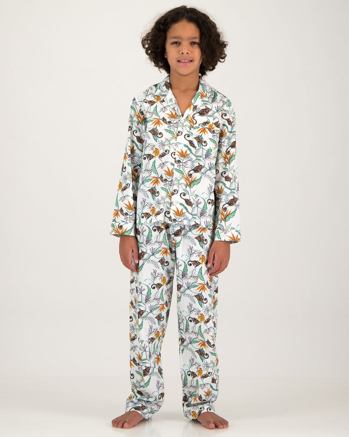 Boys Long Pyjamas - Nag Apies on White