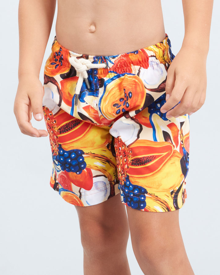 Boys Swim Shorts Tuti Fruti Front - Woodstock Laundry