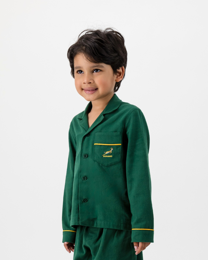 Kids Long Pyjamas - Springboks on Green
