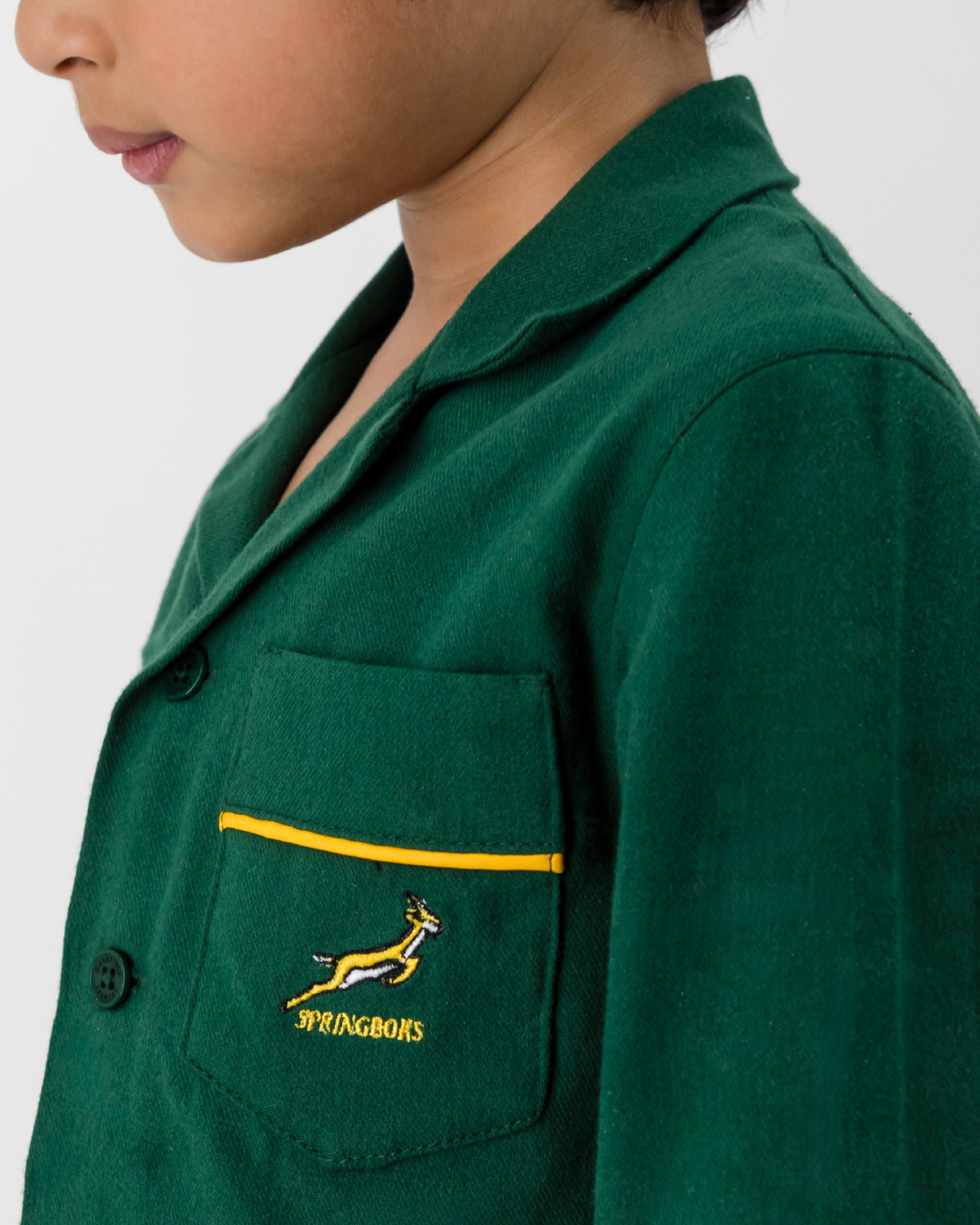 Kids Long Pyjamas - Springboks on Green