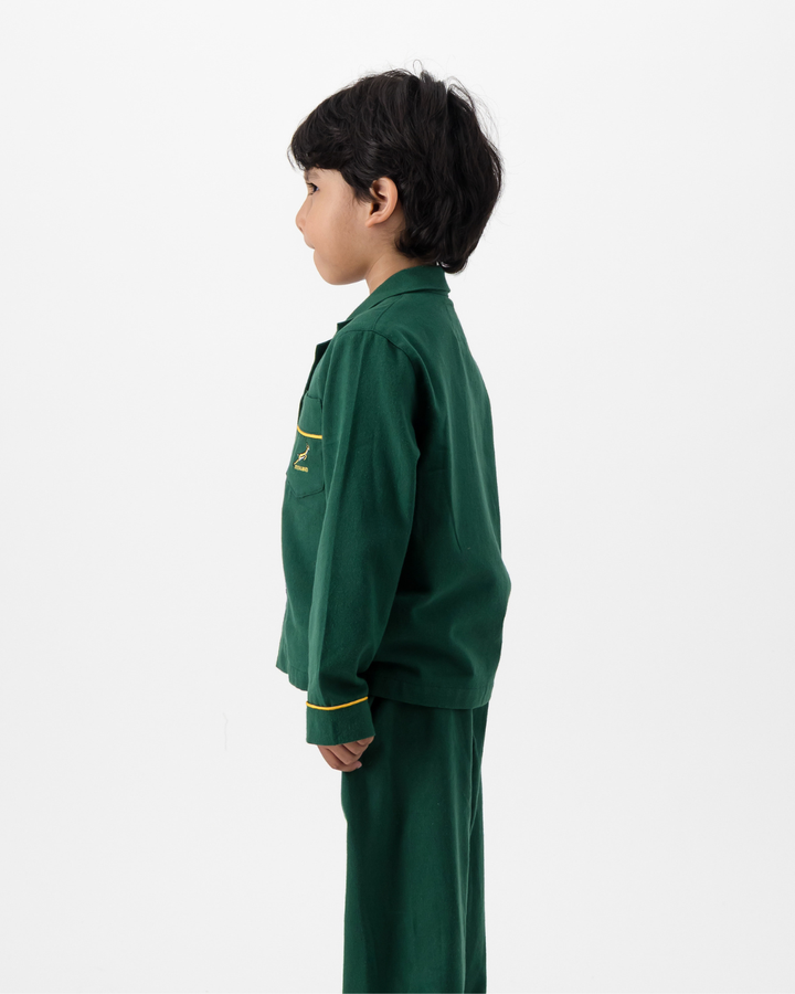 Kids Long Pyjamas - Springboks on Green
