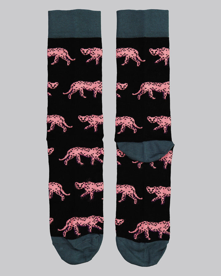 Bamboo Socks - Cheetahs on Charcoal Flat - Woodstock Laundry
