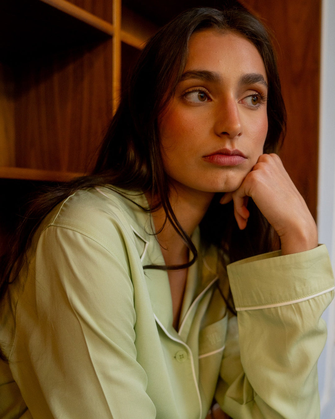 Womens Long Pyjamas - Tencel - Sage