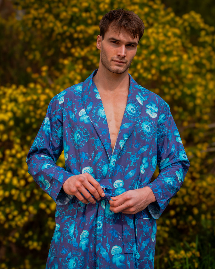 Mens Dressing Gown - Haeckel Navy