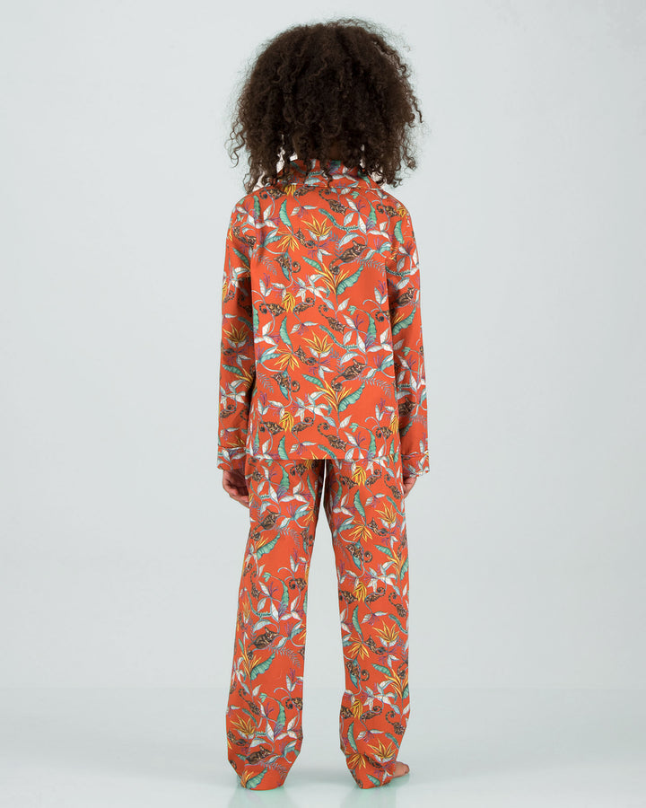 Girls Long Pyjamas Nag Apies Orange Back - Woodstock Laundry