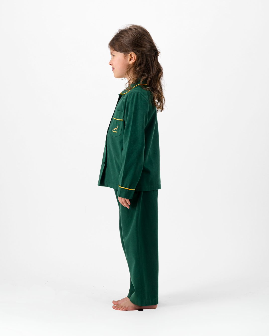 Girls Long Pyjamas - Springboks on Green