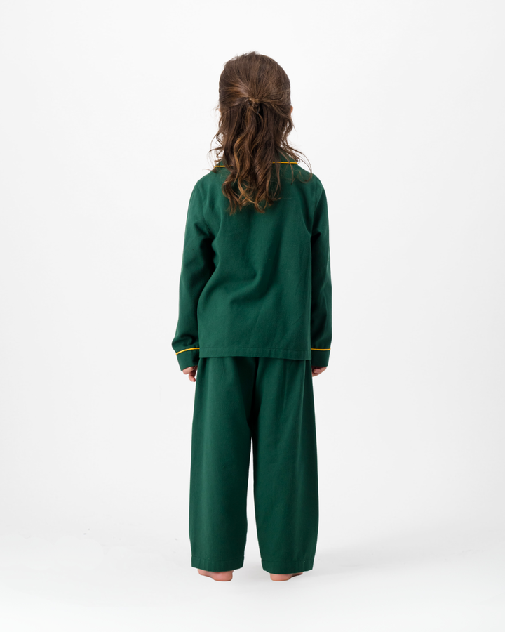Girls Long Pyjamas - Springboks on Green