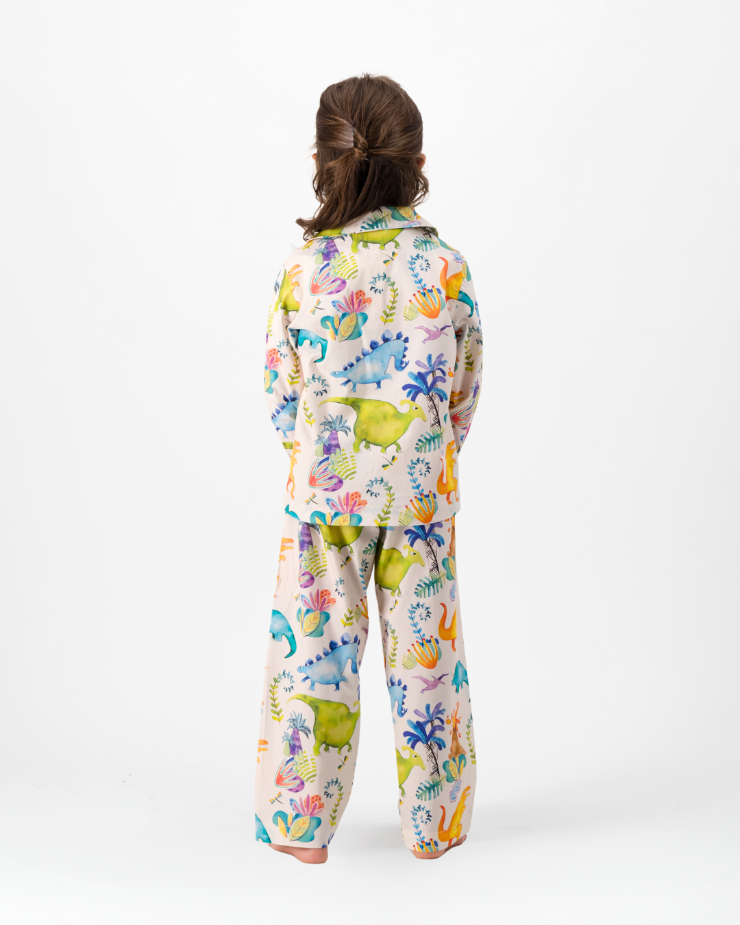Girls Long Pyjamas - Dinosaurs on Pink