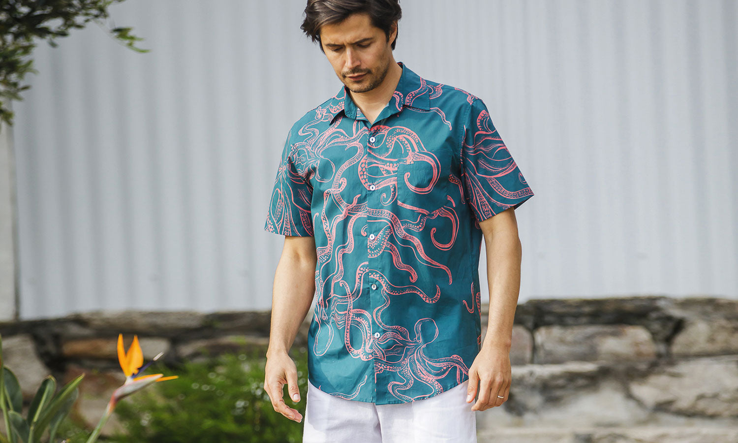 Mens Holiday Shirt - Octopus Pink