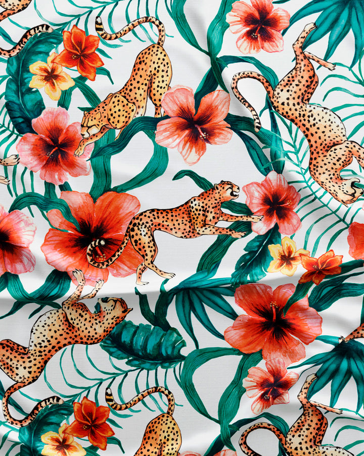 Jungle Cheetahs White pattern detail - Woodstock Laundry