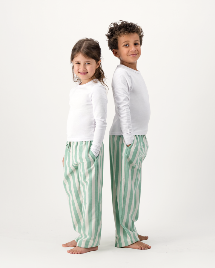 Kids Lounge Pants - Yoko Stone on Green