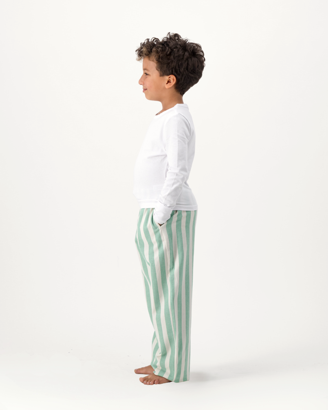 Kids Lounge Pants - Yoko Stone on Green