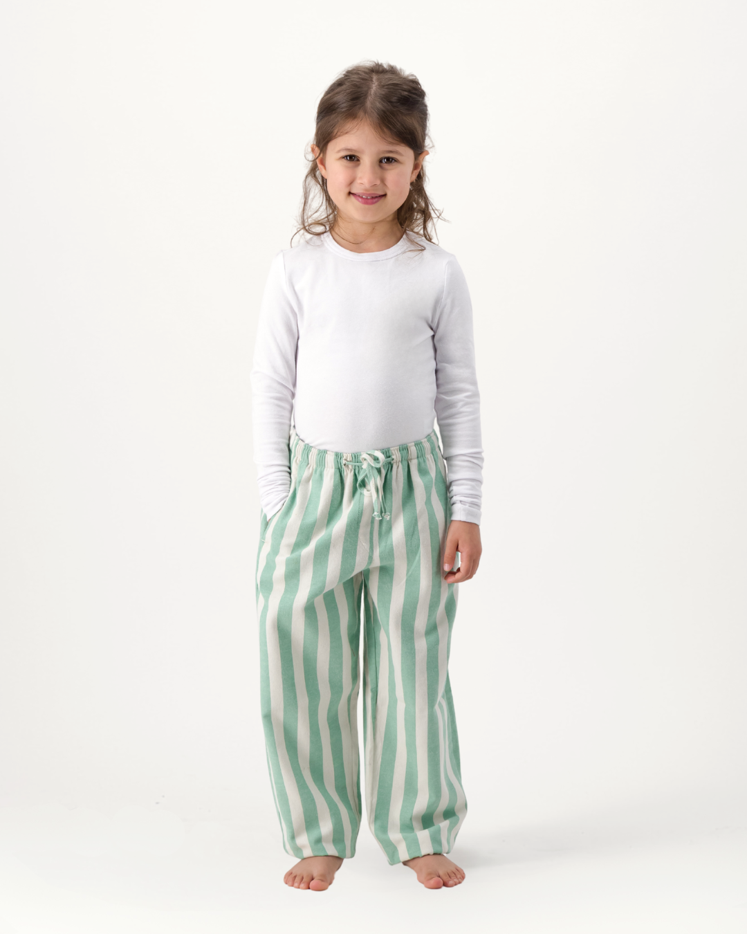 Kids Lounge Pants - Yoko Stone on Green