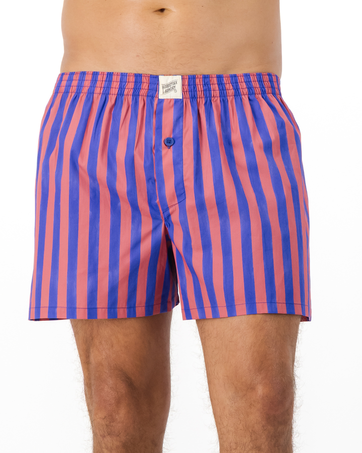 Mens Boxer Shorts - Blue and Red Stripe