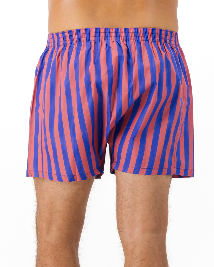 Mens Boxer Shorts - Blue and Red Stripe