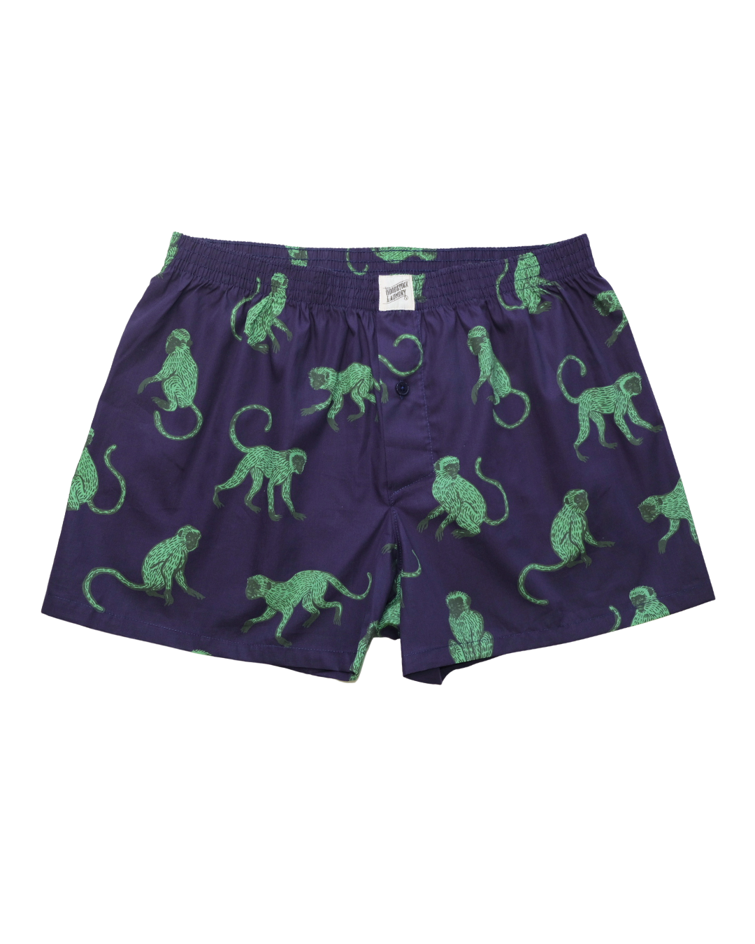 Mens Boxer Shorts - Green Monkey on Navy