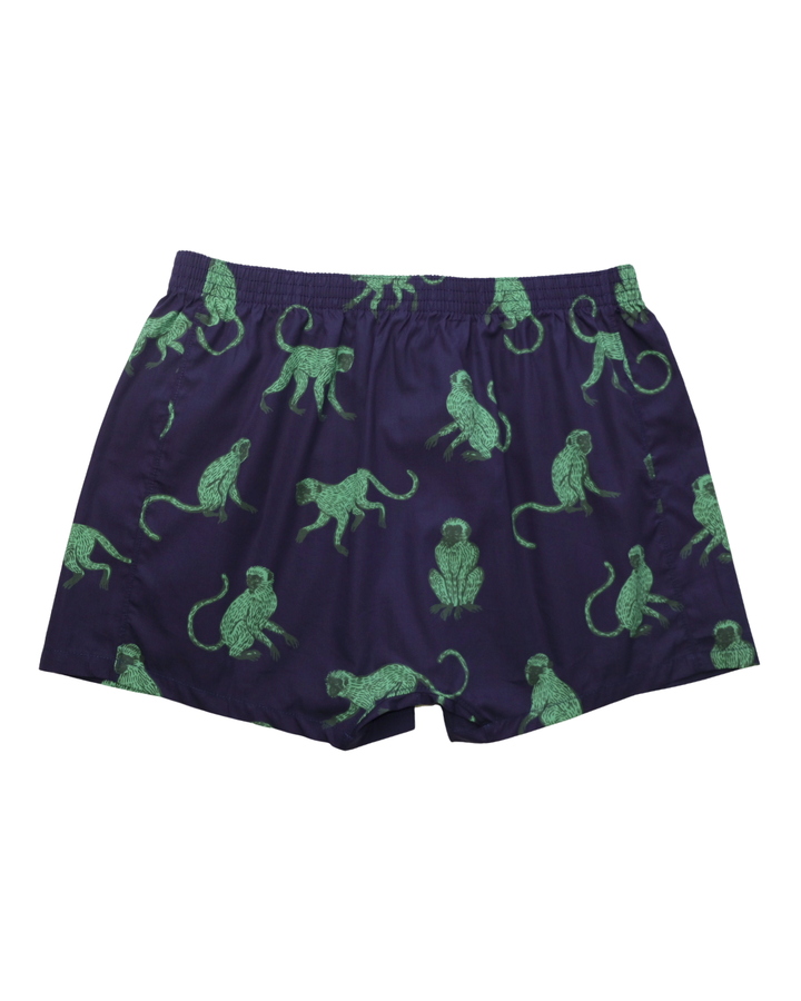 Mens Boxer Shorts - Green Monkey on Navy