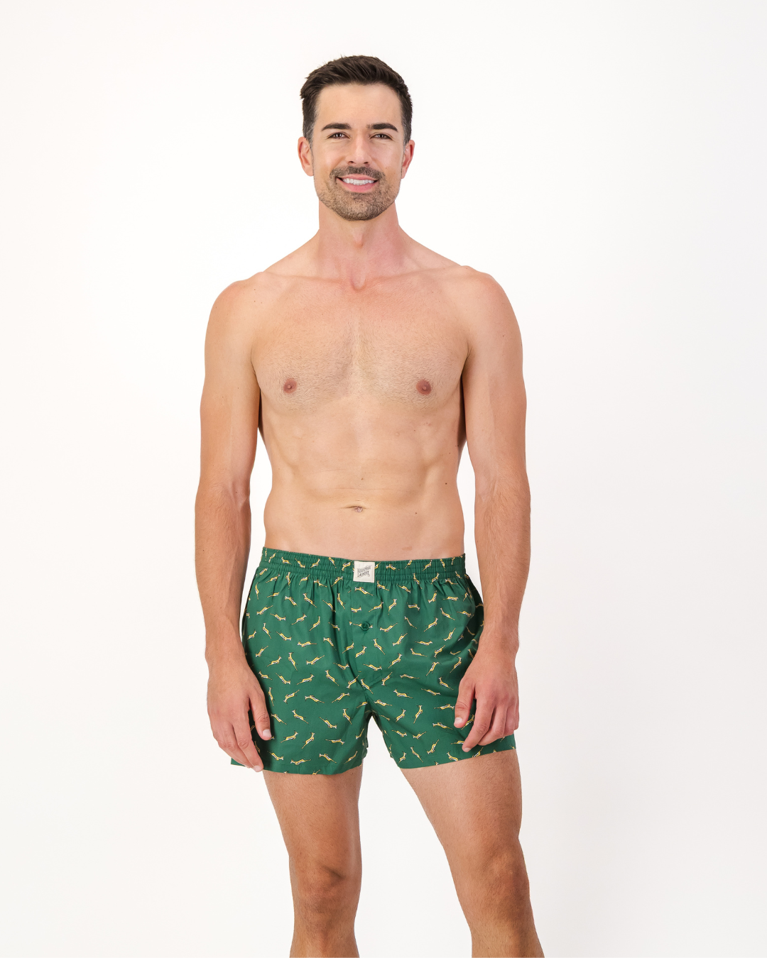 Mens Boxer Shorts - Custom Springboks Yellow Bok on Green