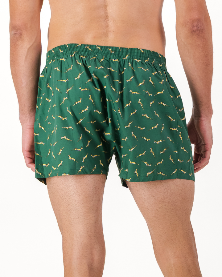 Mens Boxer Shorts - Custom Springboks Yellow Bok on Green