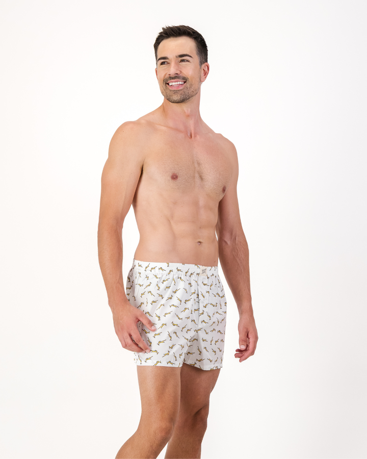 Mens Boxer Shorts - Custom Springboks Yellow Bok on White