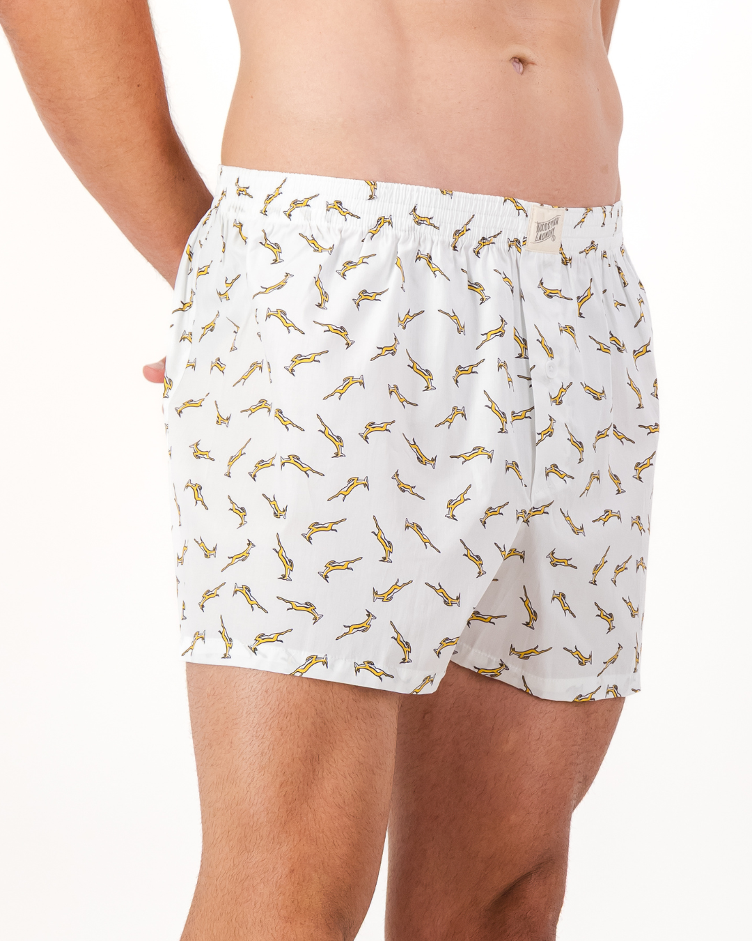 Mens Boxer Shorts - Custom Springboks Yellow Bok on White