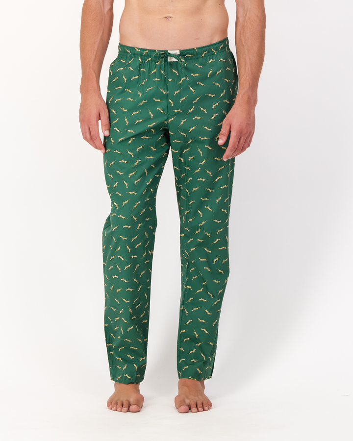Mens Lounge Pants - Custom Springboks Yellow Bok on Green