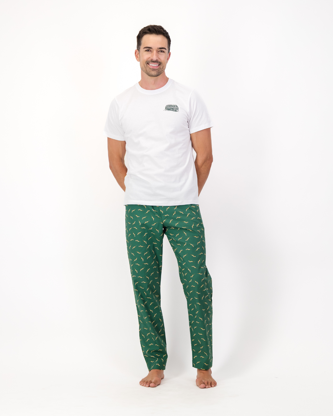 Mens Lounge Pants - Custom Springboks Yellow Bok on Green