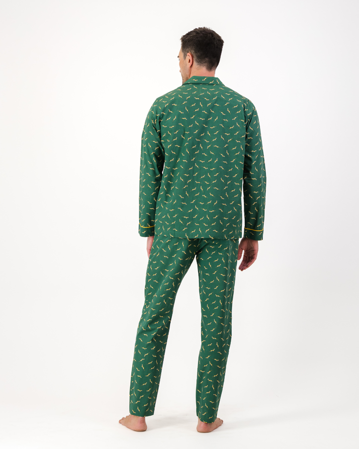 Mens Long Pyjamas - Custom Springboks Yellow Bok on Green