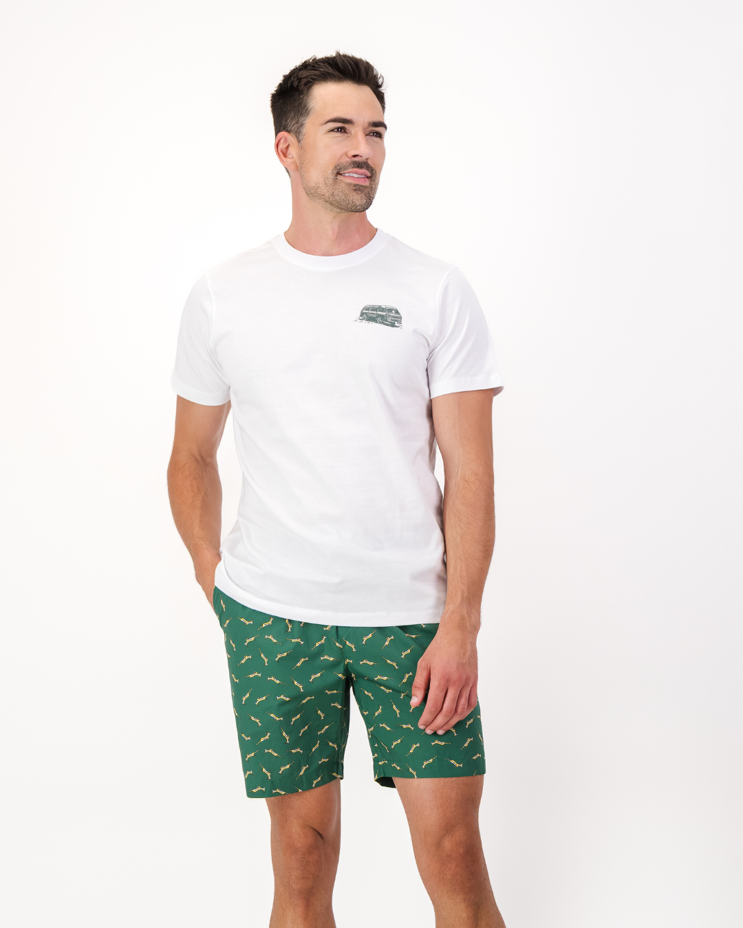 Mens Lounge Shorts - Custom Springboks Yellow Bok on Green