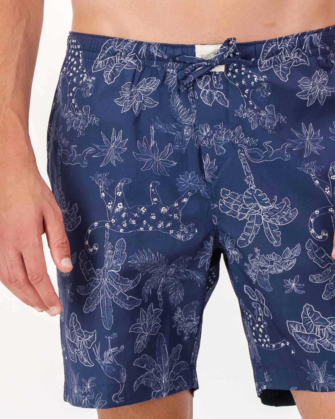 Mens Lounge Shorts - Tropical Leopard on Navy