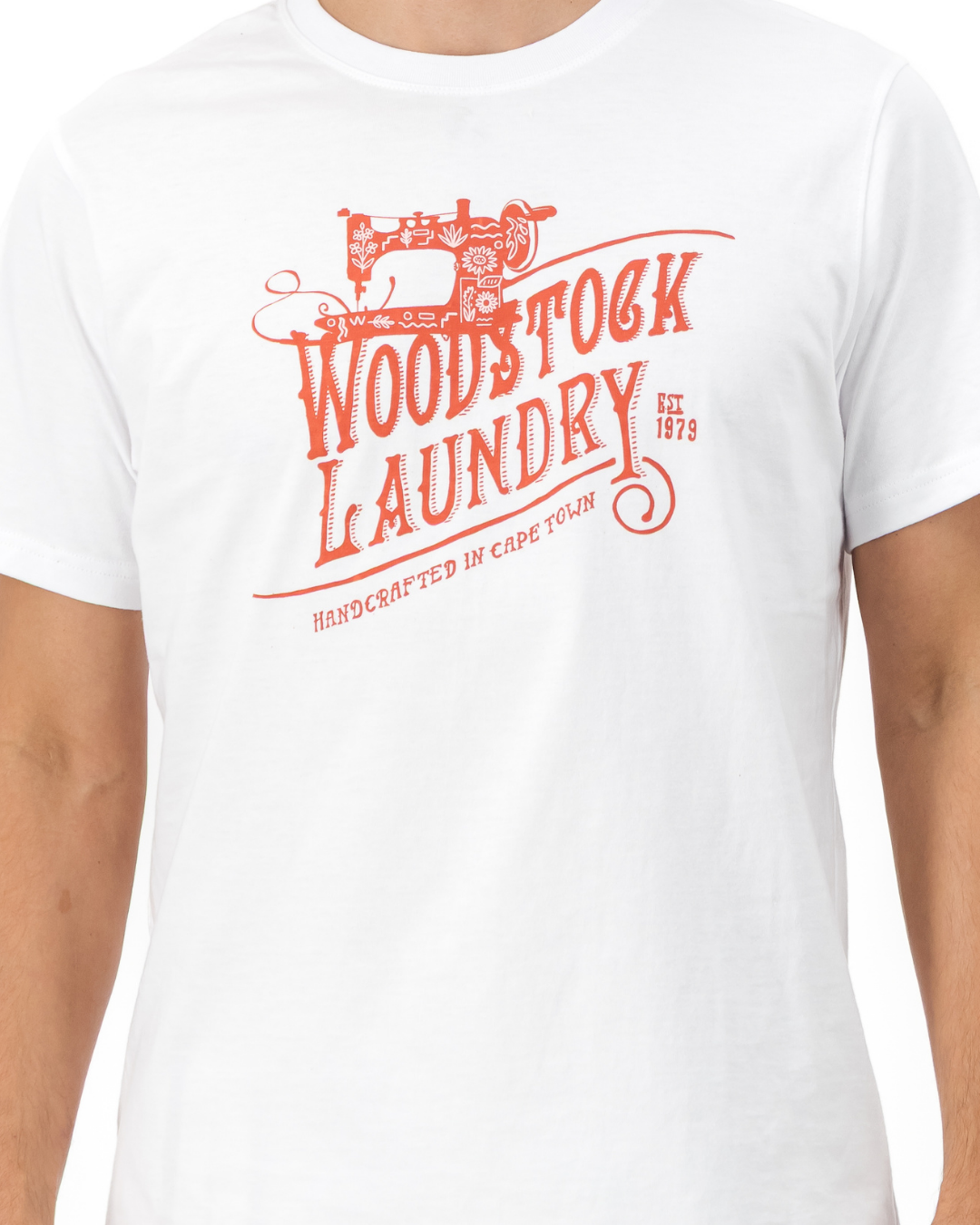 Mens T-Shirt - Stone Floral Logo on White
