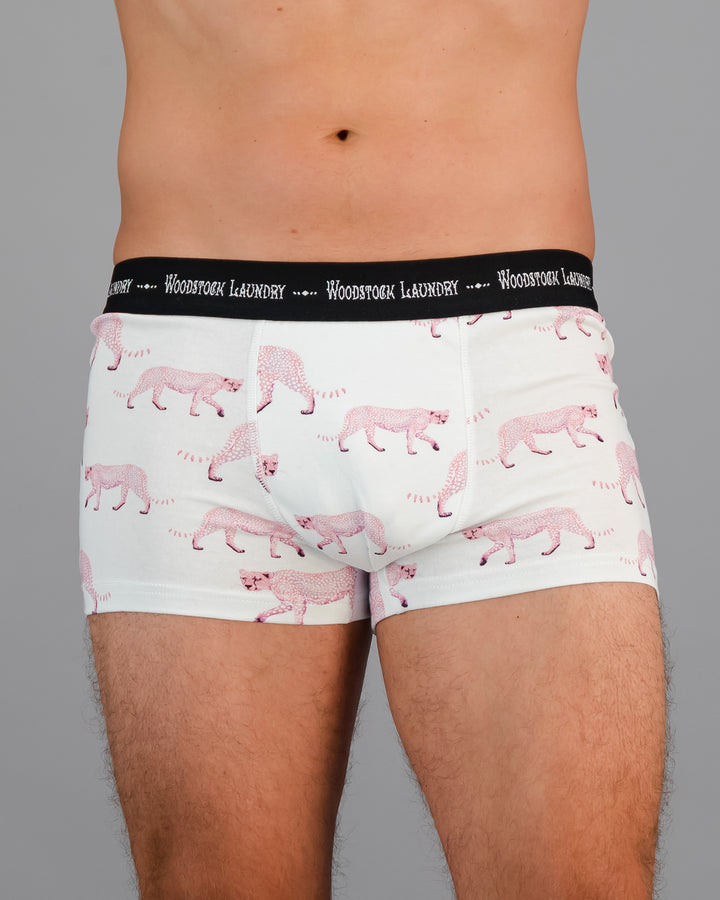 Mens Boxer Briefs Pink Cheetahs Front - Woodstock Laundry