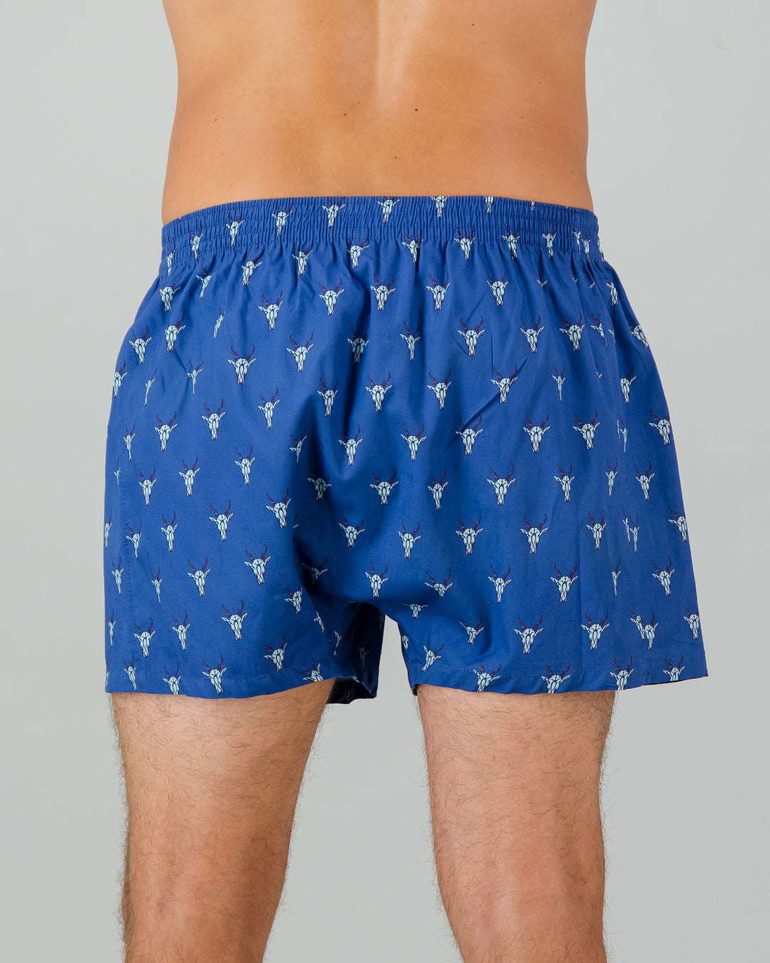 Mens Boxer Shorts - Eland Heads on Blue Back - Woodstock Laundry