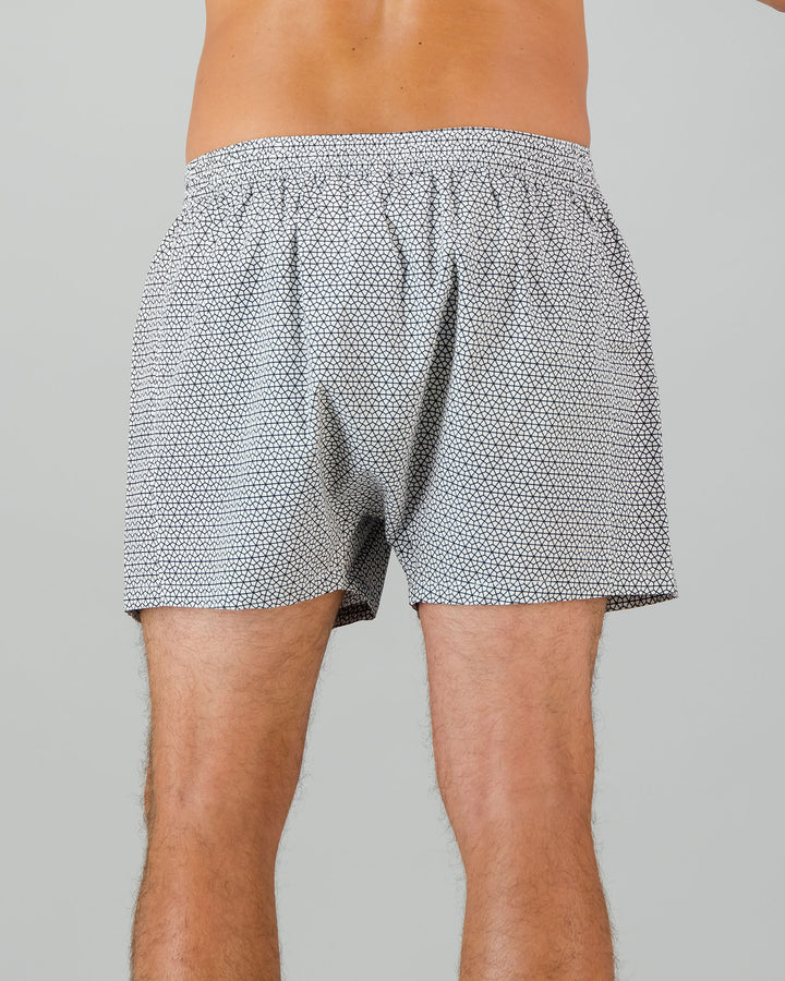Mens Boxer Shorts - Black Hexagon on White