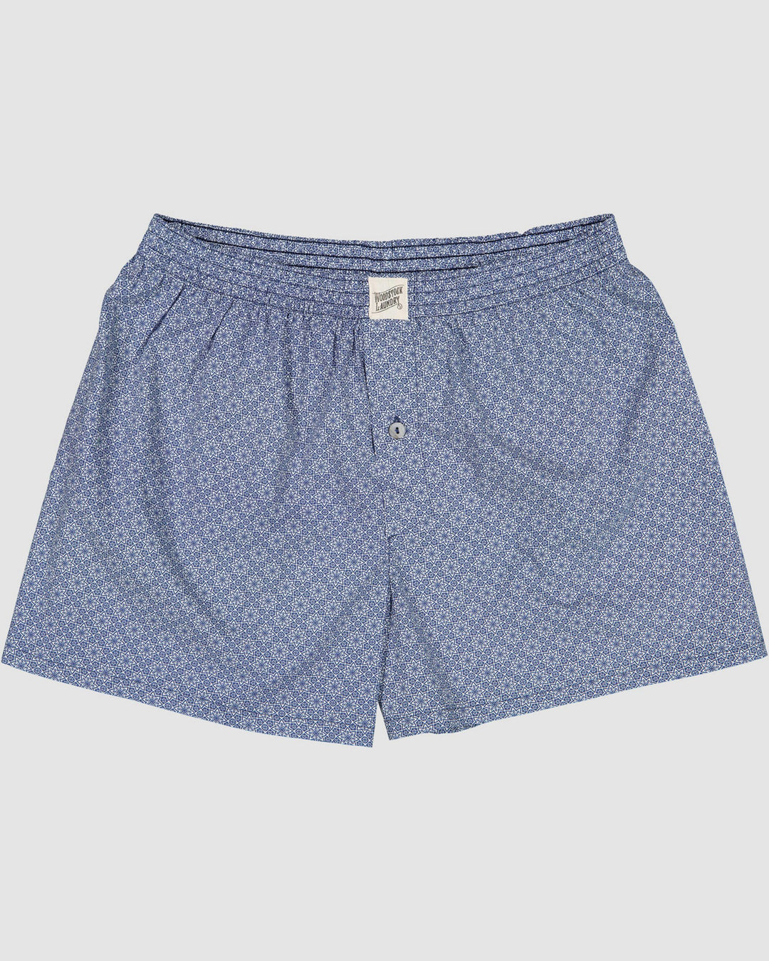 Mens Boxer Shorts - Albert Floral on White Flatlay - Woodstock Laundry