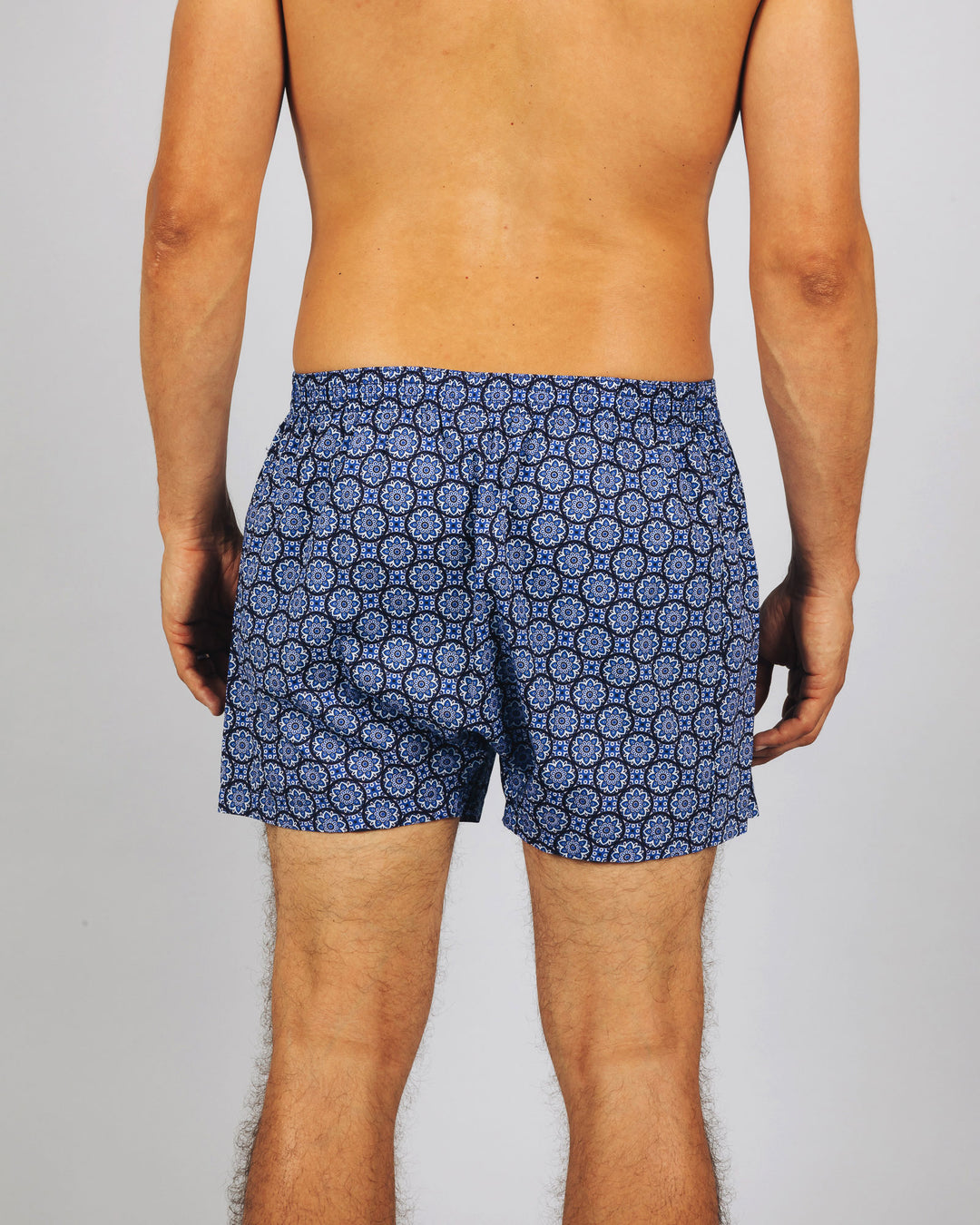 Mens Boxer Shorts - Indigo Floral on Navy