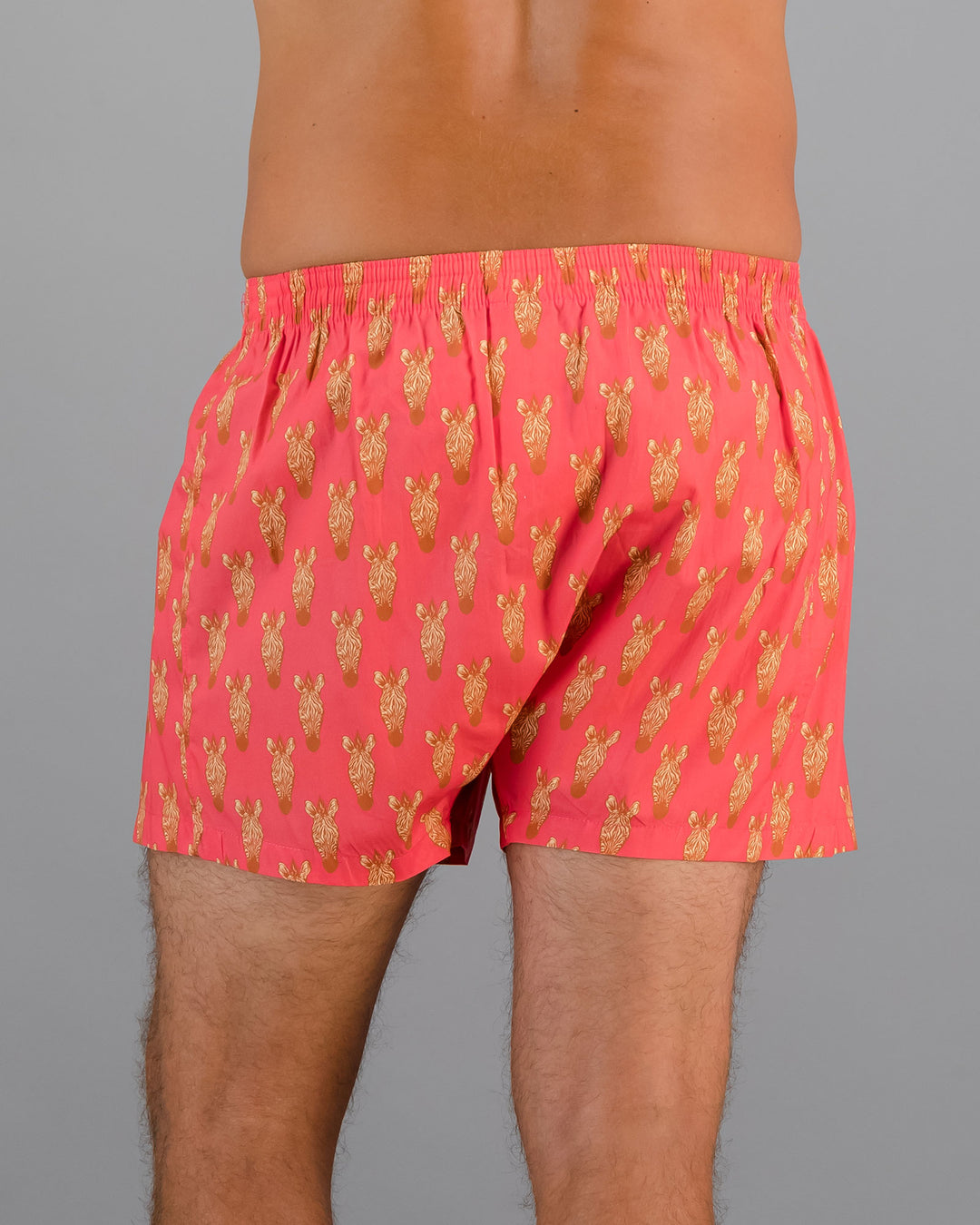 Mens Boxer Shorts Zebra Heads Pink Back - Woodstock Laundry