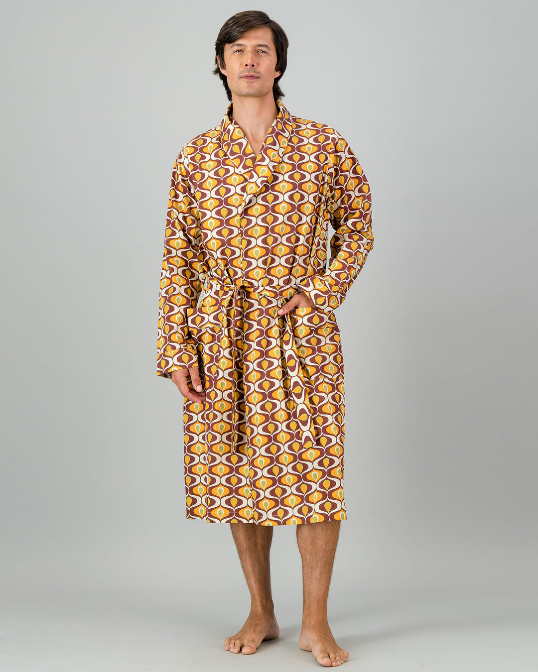 Mens Dressing Gown - Funky Fondue Front - Woodstock Laundry