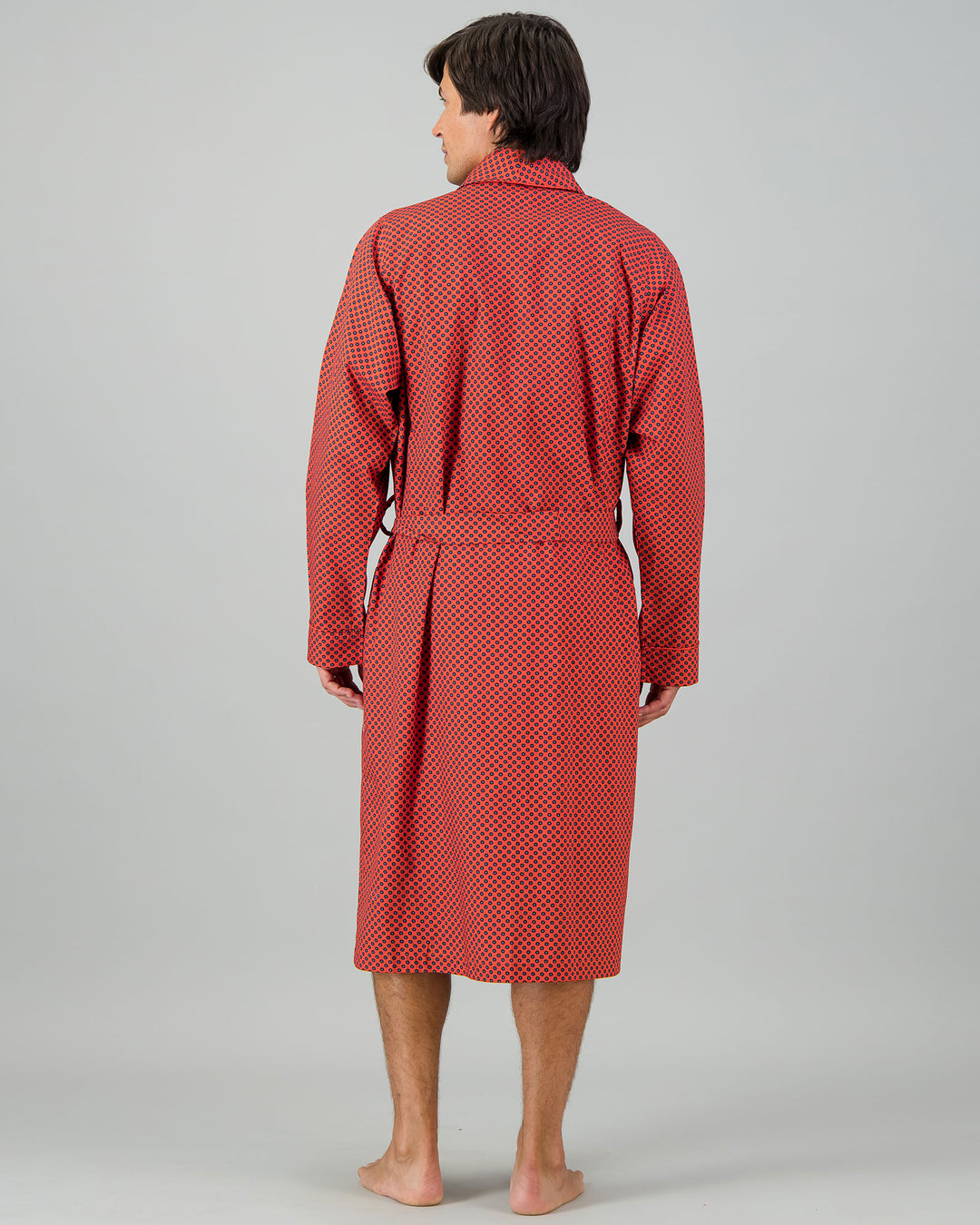 Mens Dressing Gown - Navy Poppy Circles Back - Woodstock Laundry
