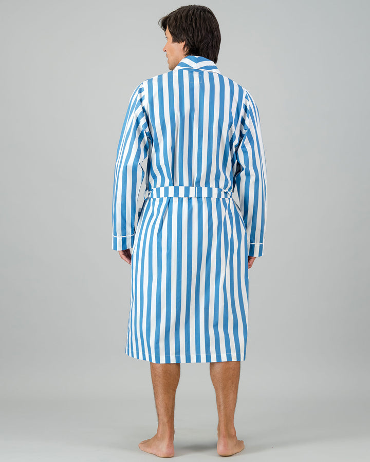 Mens Dressing Gown - Beach Stripe Back - Woodstock Laundry