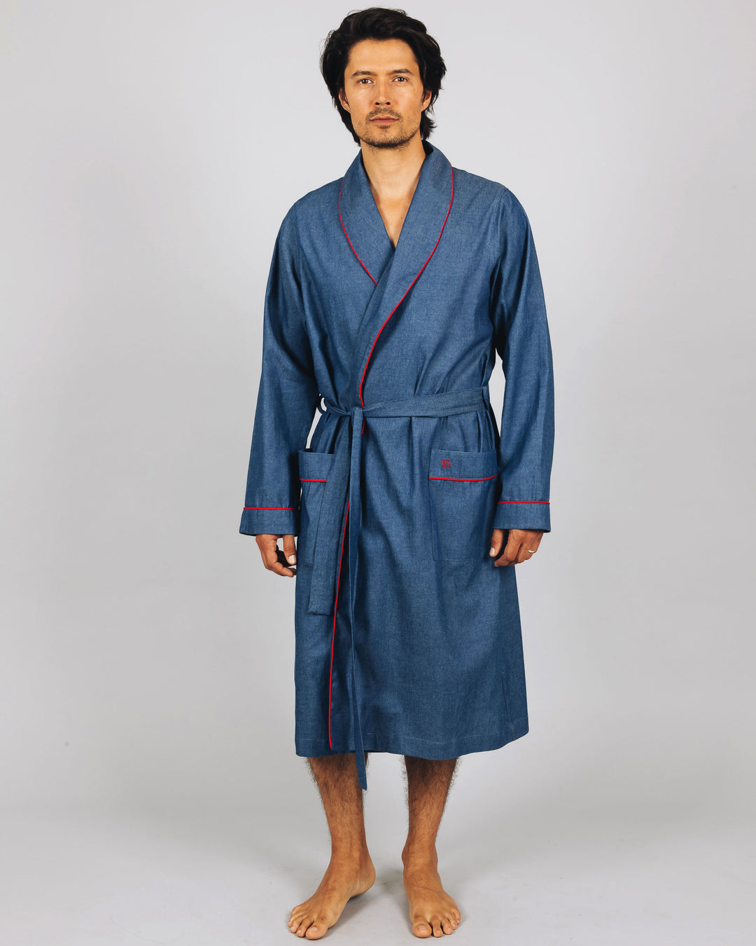 Mens Gown Denim Medium Blue Front - Woodstock Laundry