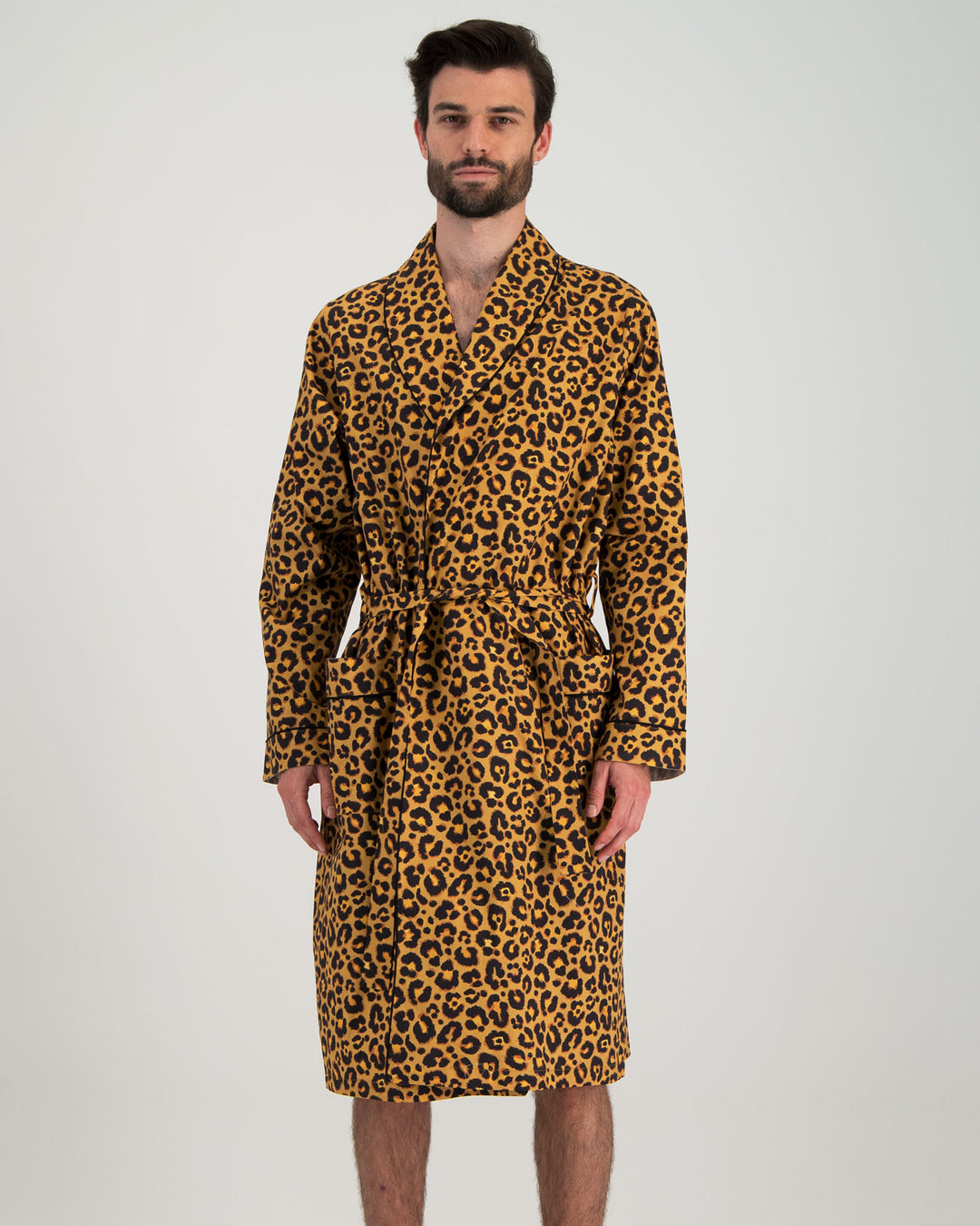 Mens Dressing Gown - Leopard Front - Woodstock Laundry