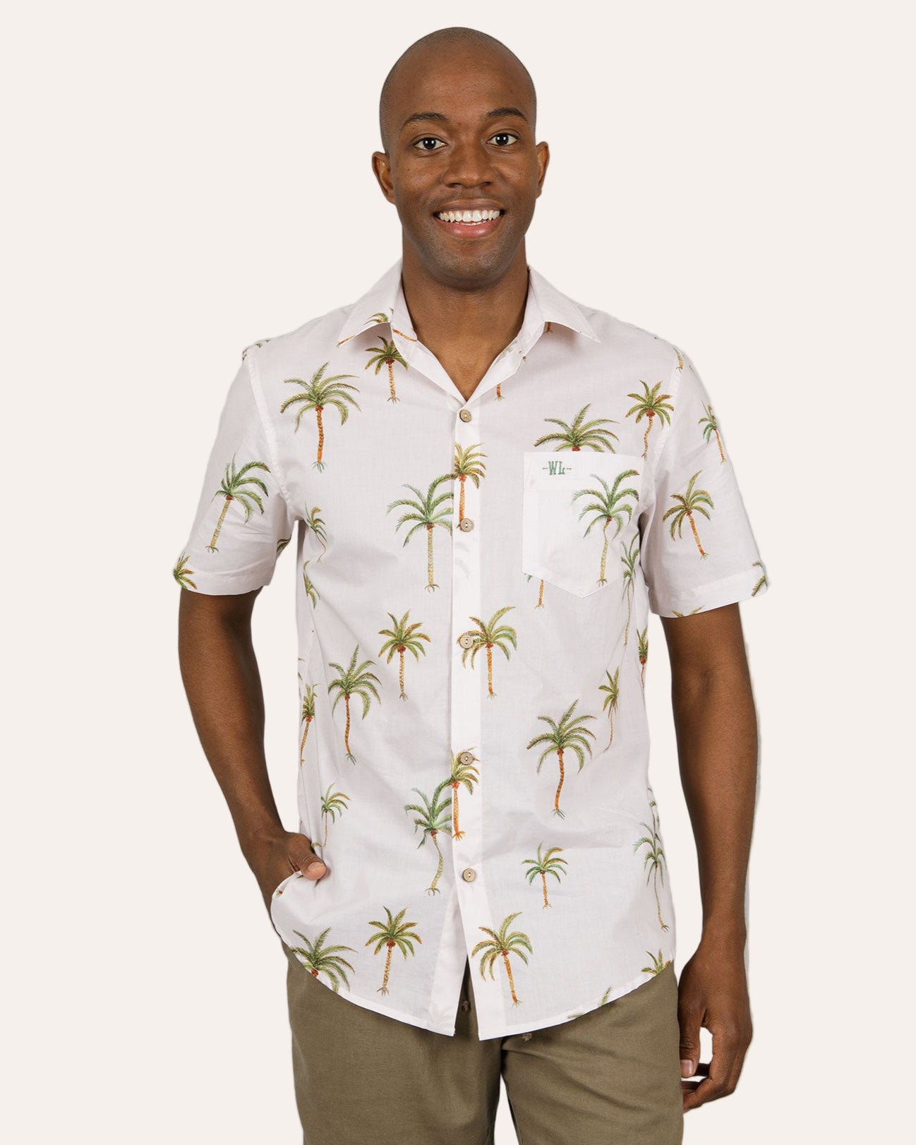 designer dress shirts men palm beach Palm Trees Men Button Up Shirt, Blue Ocean Beach Short Sleeve Print Ca Starcove Fashion